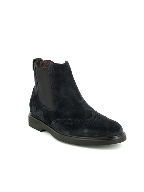 stivaletto chelsea da uomo in camoscio blu con lavorazione inglese NERO GIARDINI | I500841U200